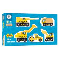 Bigjigs houten werkvoertuigen, 5st. - thumbnail