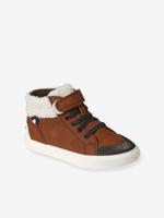 Hoge sneakers van leer, kleutercollectie bruin - thumbnail