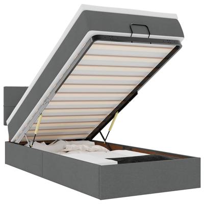 Ottoman bed met matras en LED's 120x200 cm stof lichtgrijs - thumbnail