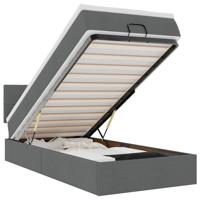 Ottoman bed met matras en LED's 90x190cm stof lichtgrijs - thumbnail