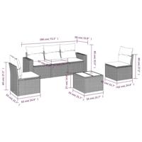 6-delige Loungeset met kussens poly rattan beige - thumbnail