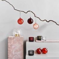 Iittala Oiva Toikka Glazen kerstbal 8 cm rood set van 5 - thumbnail