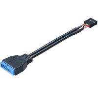 Akasa USB 3.0 to USB 2.0 Adapter Cable | USB 3.0 19-Pin Male Connector to USB 2.0 Internal 9-Pin Connector | AK-CBUB19-10BK - thumbnail
