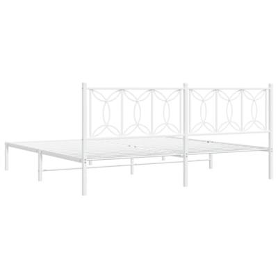 Bedframe met hoofdbord metaal wit 200x200 cm