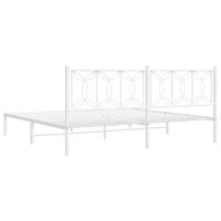 Bedframe met hoofdbord metaal wit 193x203 cm - thumbnail