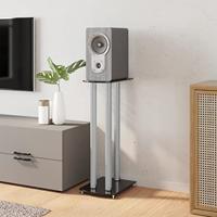 Luidsprekerstandaards 2 st 3 pijlers gehard glas zwart zilver - thumbnail