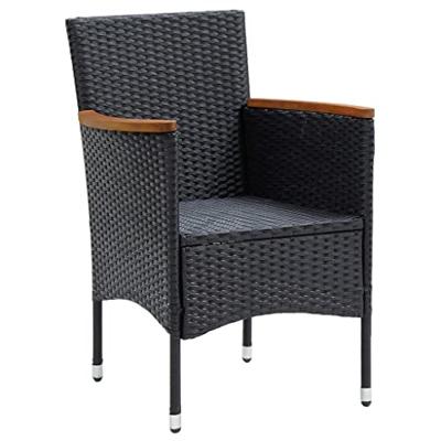 5-delige Tuinset met kussens poly rattan zwart - thumbnail