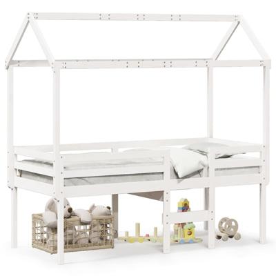 Hoogslaper met dak massief grenenhout wit 90x190 cm