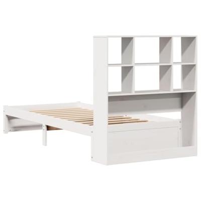 Bed met boekenkast zonder matras grenenhout wit 90x190 cm