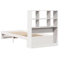 Bed met boekenkast zonder matras grenenhout wit 90x190 cm - thumbnail
