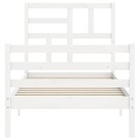 Bedframe met hoofdbord massief hout wit - thumbnail