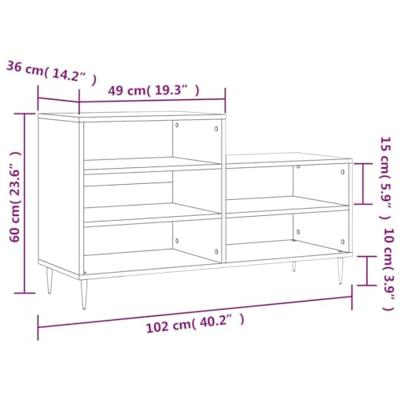 Schoenenkast 102x36x60 cm bewerkt hout hoogglans wit