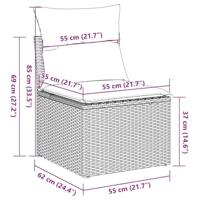 3-delige Loungeset met kussens poly rattan bruin - thumbnail