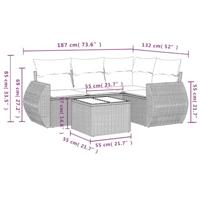 5-delige Loungeset met kussens poly rattan zwart - thumbnail