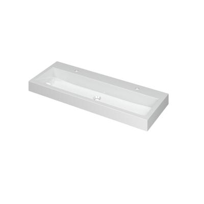 INK Momento Wastafel Polystone met 2 Kraangaten - 1200x450x90 mm - Glans Wit