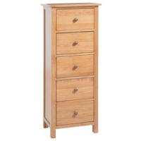 Ladekast hoog 45x32x110 cm massief eikenhout - thumbnail