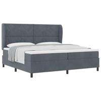 Boxspring bed met matras Donkergrijs 200 x 200 cm Fluweel - thumbnail