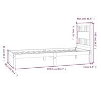Bedframe massief grenenhout zwart 75x190 cm - thumbnail