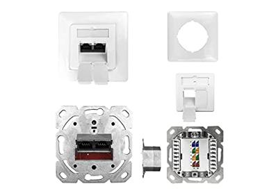 Kathrein ESN 100 Netwerkdoos Inbouw (in muur) Inzet met centraalstuk en frame CAT 6A Zuiver wit (RAL 9010)