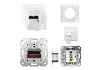 Kathrein ESN 100 Netwerkdoos Inbouw (in muur) Inzet met centraalstuk en frame CAT 6A Zuiver wit (RAL 9010) - thumbnail