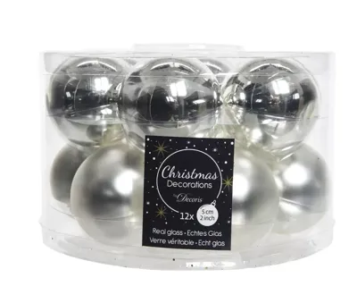 12 kerstballen zilver glans-mat 50 mm KSD - Ksd