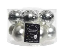 12 kerstballen zilver glans-mat 50 mm KSD - Ksd - thumbnail