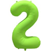Folieballon Cijfer 2 Neon Groen (86cm) - thumbnail