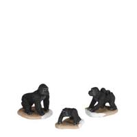 Gorilla family 3 stuks l6xb5xh5,5cm Kerst Luville - Luville - thumbnail