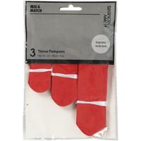 Creativ Company Pompon van papier, d 20+24+30 cm, 16 gr, rood, 3 stuk/ 1 doos - thumbnail