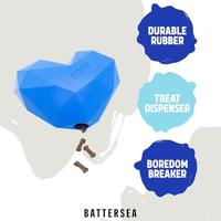 Battersea voerbal hart rubber blauw - thumbnail