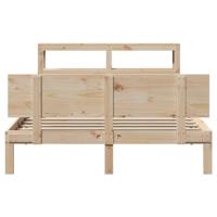 Bedframe met hoofdbord massief grenenhout wit 140x200 cm - thumbnail