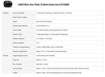 Panasonic Lumix G Vario 12-60mm F/3.5-5.6 ASPH Power OIS - thumbnail