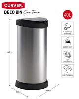 Curver decobin afvalbak ovaal push 40 liter zilver metallic - thumbnail