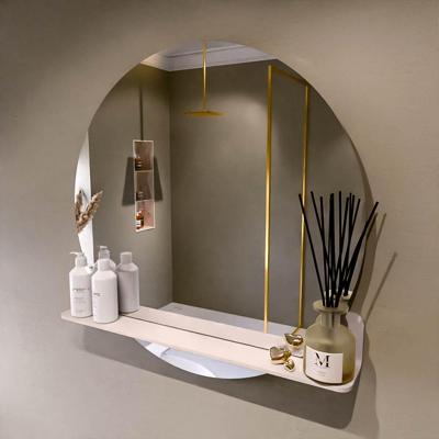 MONDIAZ SPOT spiegel rond 80cm met Spiegelplanchet kleur Rosee.