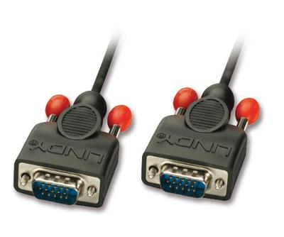 LINDY 31443 VGA-aansluitkabel zonder ferriet, 15-pin. HD-stekker/stekker 5 m, zwart
