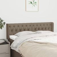 Hoofdbord met randen 147x16x78/88 cm stof taupe - thumbnail