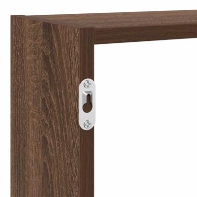 Wandschap kubus 7 vakken bewerkt hout bruin eikenkleur - thumbnail