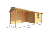 Blokhut, tuinhuisje met overkapping Fenna-Jayda 650 cm bij 250 cm diep zadeldak 7 Warentuin Collection - Warentuin collection - thumbnail