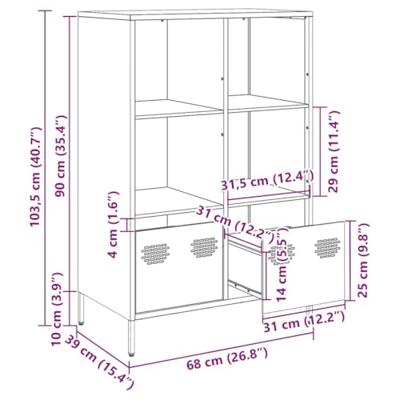 Hoge kast 68x39x103,5 cm staal roze