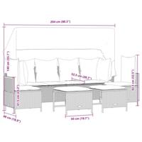 5-delige Loungeset met kussens poly rattan zwart - thumbnail
