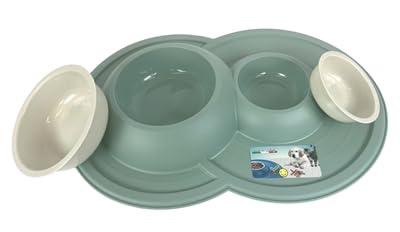 Happy Pet Mad About Pets Voerbak/Drinkbak Volcano Dubbel Salie Groen 49X33X6 CM 230/600 ML
