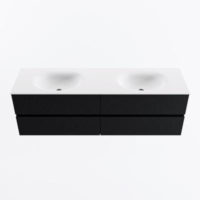 MONDIAZ VICA 160cm badmeubel onderkast Urban 4 lades. Wastafel MOON dubbel 2 kraangaten, kleur Talc.