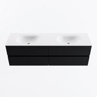 MONDIAZ VICA 160cm badmeubel onderkast Urban 4 lades. Wastafel MOON dubbel 2 kraangaten, kleur Talc. - thumbnail