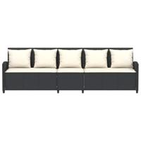 Tuinbank 5-zits met kussens poly rattan zwart - thumbnail