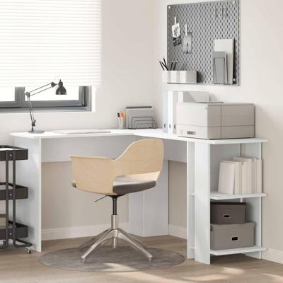 Hoekbureau met opslageenheid met plank Wit 140 x 113.5 x 75 cm