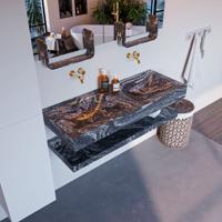MONDIAZ ALAN-DLUX 120cm planchet Lava. Vrijhangende wastafel CLOUD dubbel zonder kraangat, kleur Lava. - thumbnail