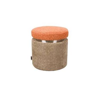 Dutchbone Poef 'Sen' Bouclé, kleur Bruin/Oranje