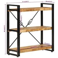 Boekenkast 3-laags 77x30x80 cm massief mangohout en ijzer - thumbnail