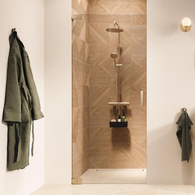 Draaideur In Nis Sealskin Pure 100x200 cm Helder Glas Antikalk Geborsteld Goud Draaideur In Nis Sealskin Pure 100x200 cm Helder Glas Antikalk Geborsteld Goud