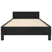 Bedframe met hoofdeinde fluweel zwart 90x190 cm - thumbnail